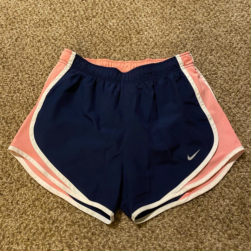 Nike running shorts navy and pink. Size S
